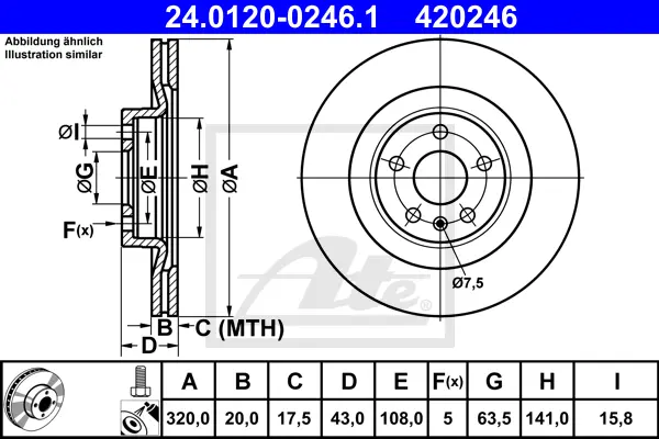 Disque de frein ATE-APAC 24.0120-0246.1