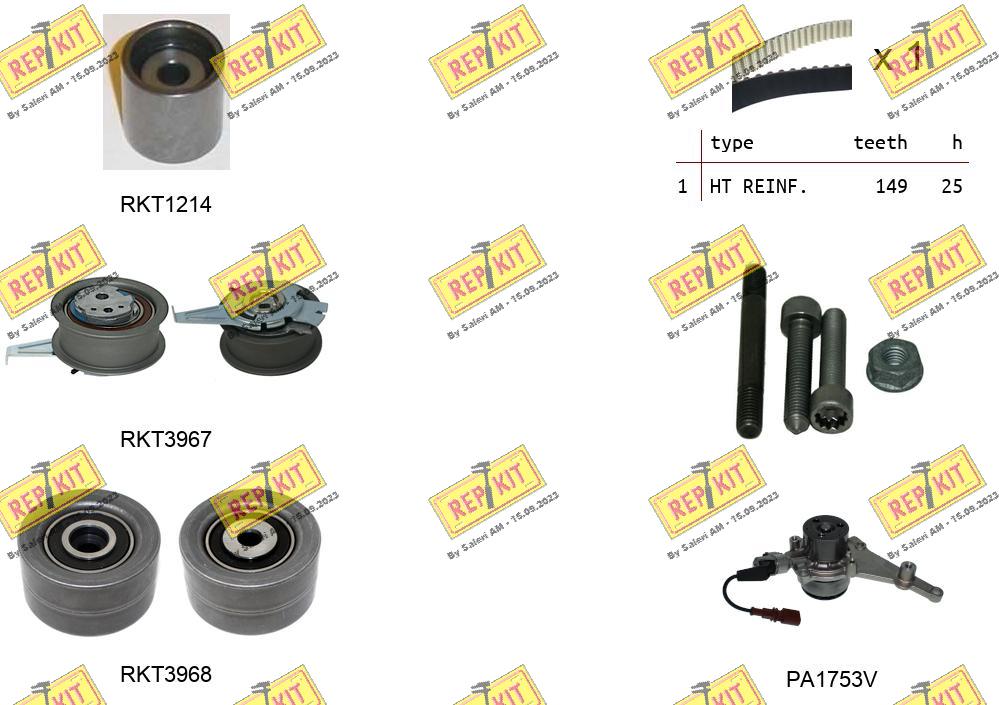 Pompe à eau + kit de courroie crantée REPKIT RKTK1298PA2