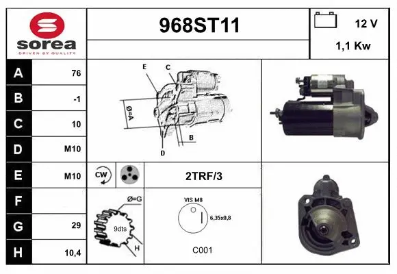 Démarreur STARTCAR 968ST11