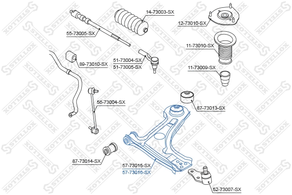 Bras de liaison, suspension de roue STELLOX 57-73016-SX