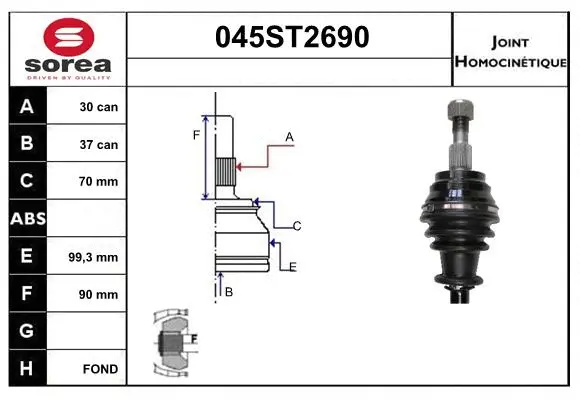 Jeu de joints, arbre de transmission STARTCAR 045ST2690