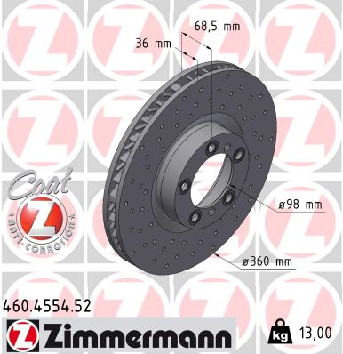 Disque de frein ZIMMERMANN 460.4554.52