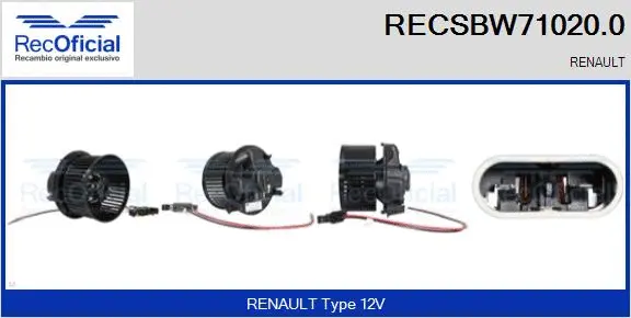 Pulseur d'air habitacle RECOFICIAL RECSBW71020.0