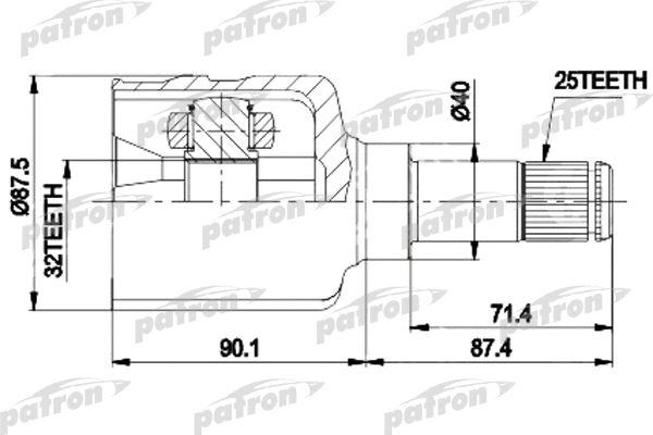 Jeu de joints, arbre de transmission PATRON PCV9536