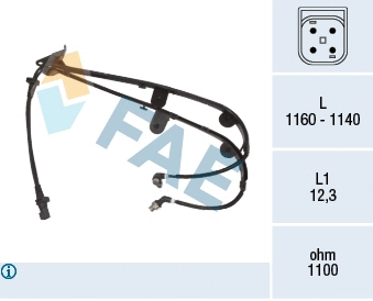 Capteur, vitesse de roue FAE 78500