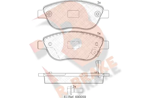 Kit de plaquettes de frein, frein à disque R BRAKE RB1809