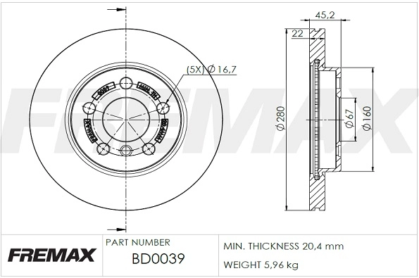 Disque de frein FREMAX BD-0039