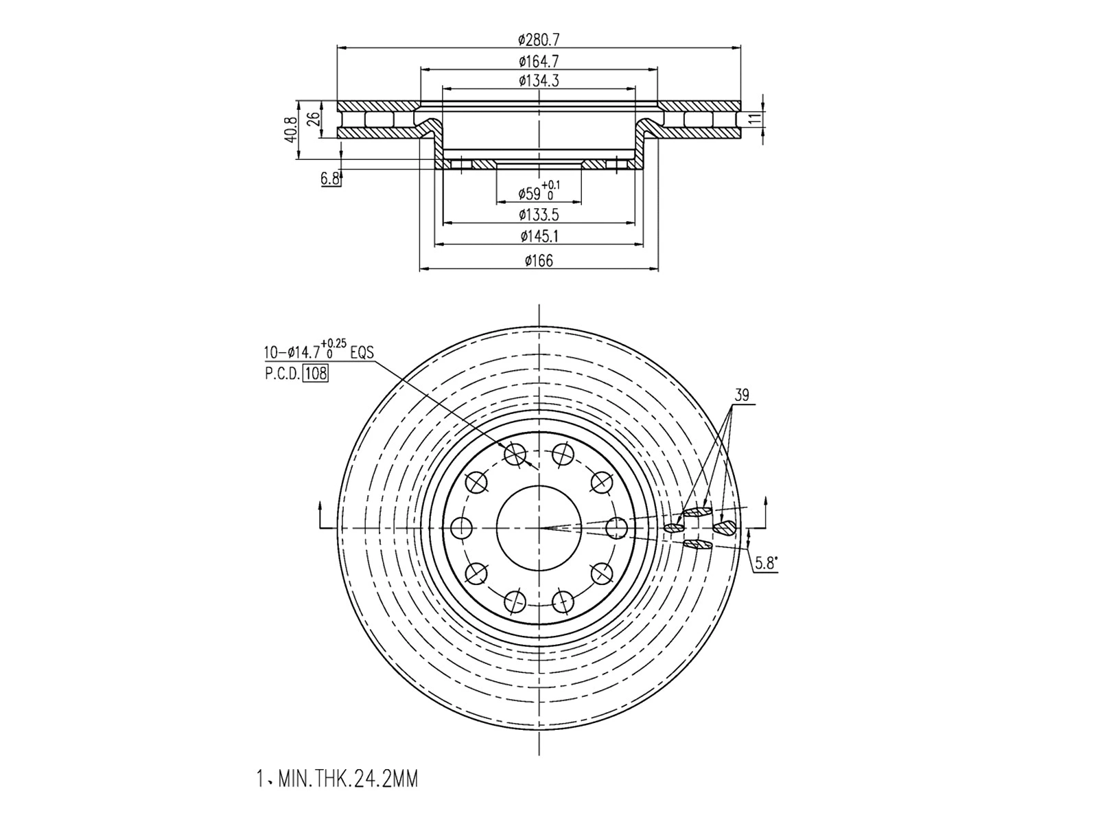 Disque de frein A.Z. Meisterteile AZMT-44-024-1497