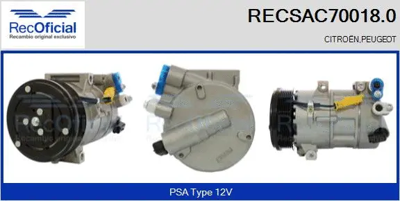 Compresseur, climatisation RECOFICIAL RECSAC70018.0