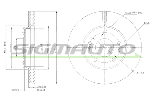 Disque de frein SIGMAUTO DBB393V