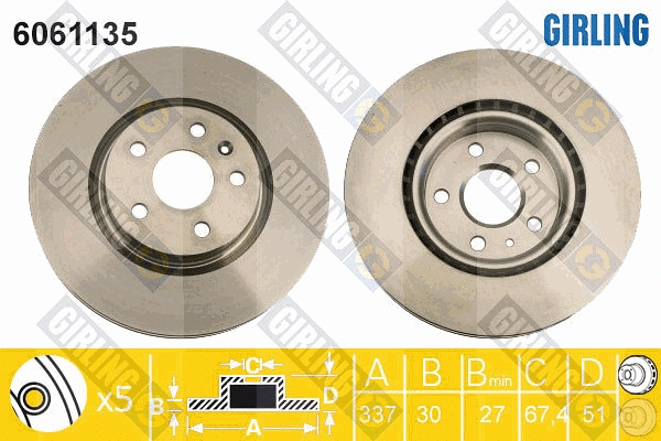 Disque de frein GIRLING 6061135