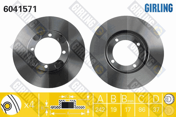 Disque de frein GIRLING 6041571