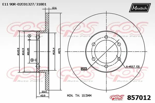 Disque de frein MAXTECH 857012