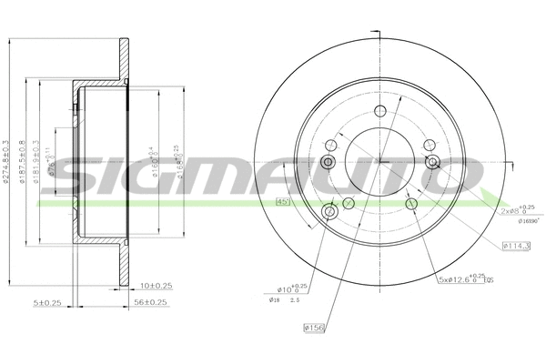 Disque de frein SIGMAUTO DBB752S