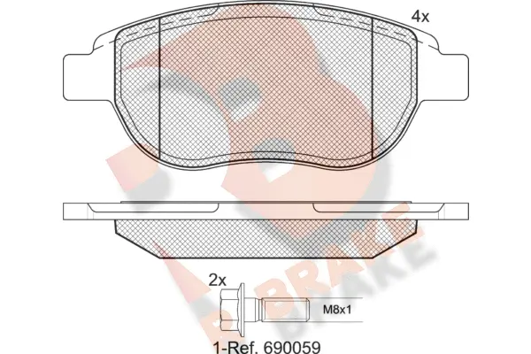 Kit de plaquettes de frein, frein à disque R BRAKE RB1429-400