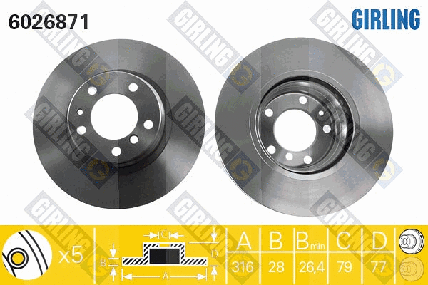 Disque de frein GIRLING 6026871