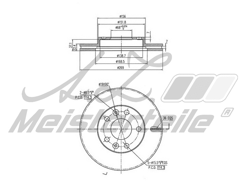 Disque de frein A.Z. Meisterteile AZMT-42-061-1067