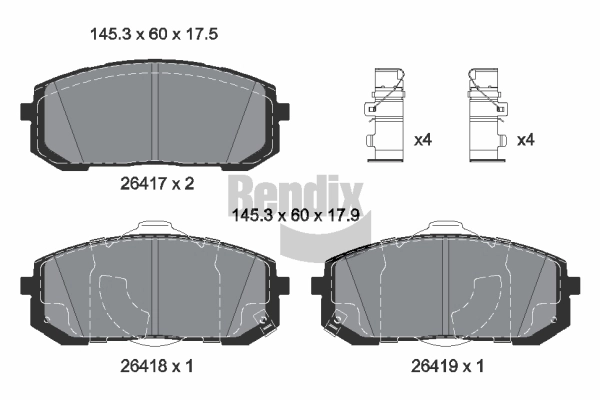 Kit de plaquettes de frein, frein à disque BENDIX Braking BPD2566