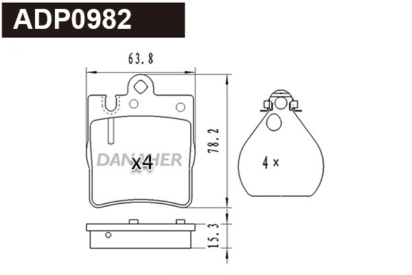 Kit de plaquettes de frein, frein à disque DANAHER ADP0982