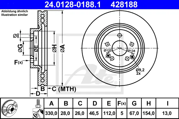 Disque de frein ATE-APAC 24.0128-0188.1