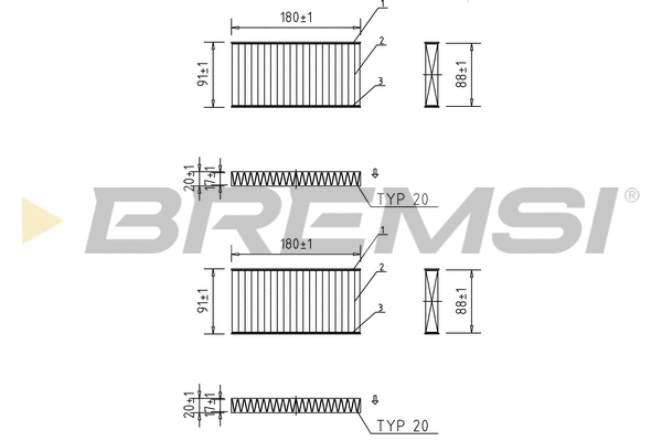 Filtre, air de l'habitacle BREMSI FC0888C