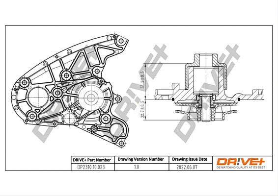 Pompe à eau, refroidissement du moteur Dr!ve+ DP2310.10.023