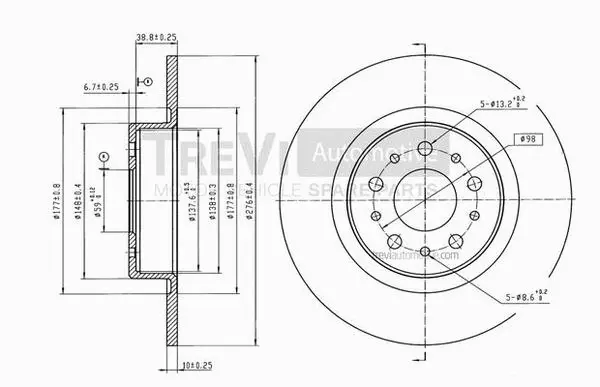 Disque de frein TREVI AUTOMOTIVE BD1037