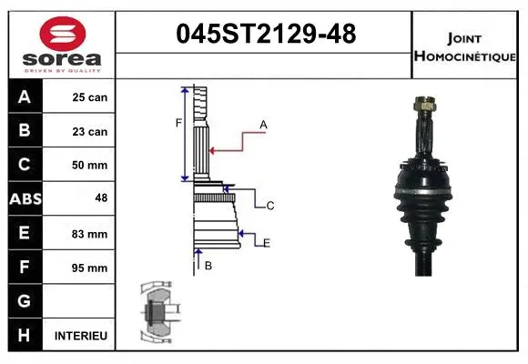 Jeu de joints, arbre de transmission STARTCAR 045ST2129-48
