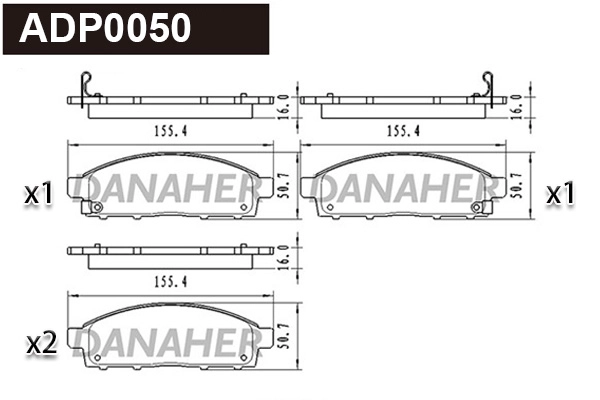 Kit de plaquettes de frein, frein à disque DANAHER ADP0050