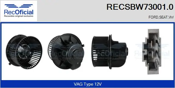 Pulseur d'air habitacle RECOFICIAL RECSBW73001.0