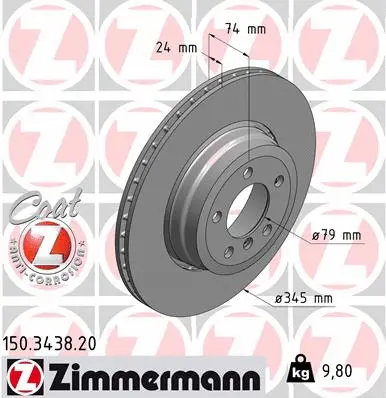 Disque de frein ZIMMERMANN 150.3438.20