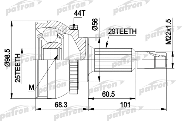 Jeu de joints, arbre de transmission PATRON PCV1600