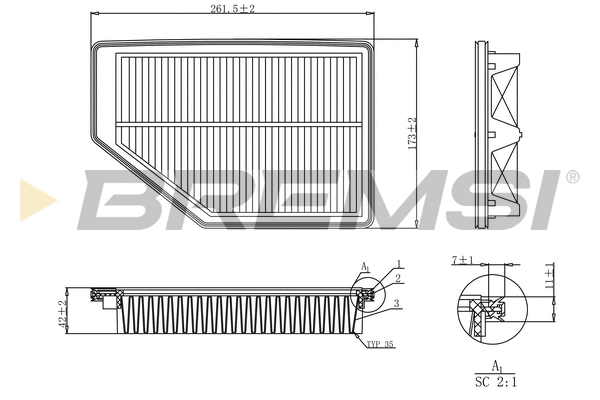 Filtre à air BREMSI FA1190