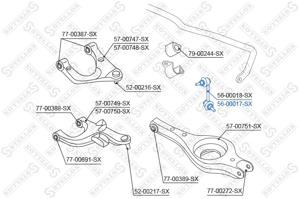 Entretoise/tige, stabilisateur STELLOX 56-00017-SX
