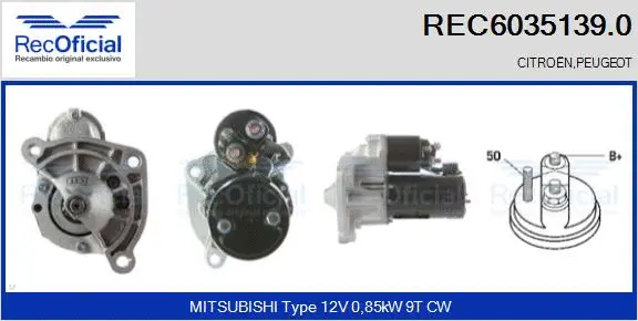 Démarreur RECOFICIAL REC6035139.0