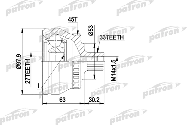 Jeu de joints, arbre de transmission PATRON PCV1381