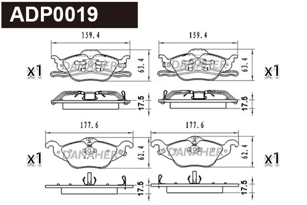 Kit de plaquettes de frein, frein à disque DANAHER ADP0019