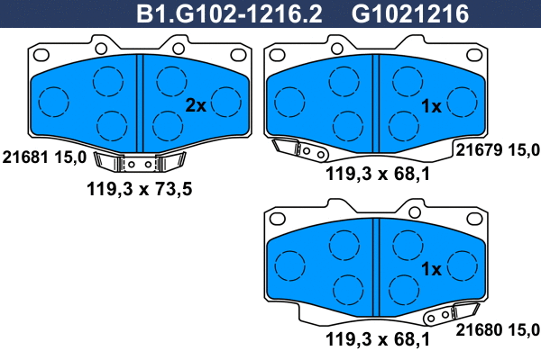 Kit de plaquettes de frein, frein à disque GALFER B1.G102-1216.2