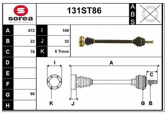 Arbre de transmission STARTCAR 131ST86