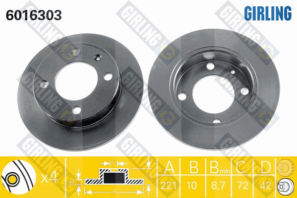 Disque de frein GIRLING 6016303