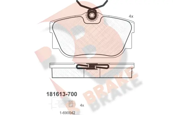 Kit de plaquettes de frein, frein à disque R BRAKE RB1613-700