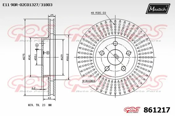 Disque de frein MAXTECH 861217