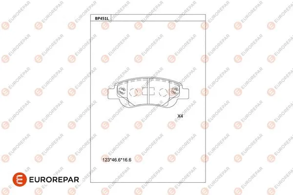 Kit de plaquettes de frein, frein à disque EUROREPAR 1681215480