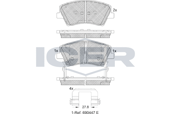 Kit de plaquettes de frein, frein à disque ICER EV2314