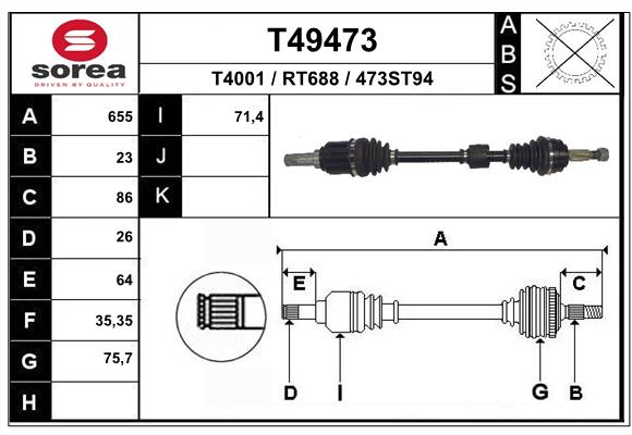 Arbre de transmission EAI T49473