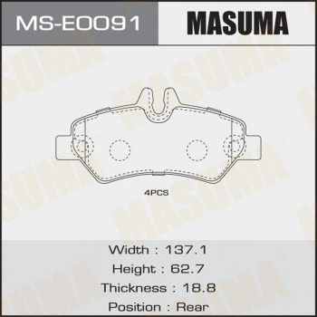 Jeu de mâchoires de frein MASUMA MS-E0091