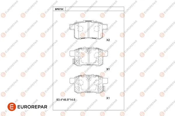 Kit de plaquettes de frein, frein à disque EUROREPAR 1681218580