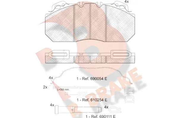 Kit de plaquettes de frein, frein à disque R BRAKE RB1163-115