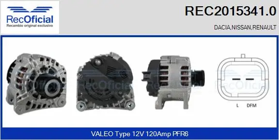 Alternateur RECOFICIAL REC2015341.0