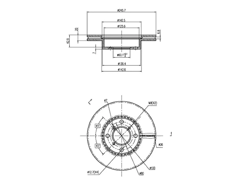 Disque de frein A.Z. Meisterteile AZMT-44-024-1211